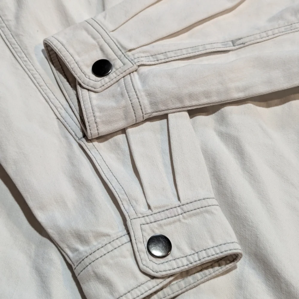 Cabi Bleached Drew Jacket Medium Style 5853 Denim Shacket - Picture 3 of 8